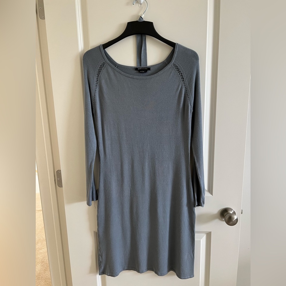 BCBGMaxAzria Women's Grey Dress with Long Sleeves Size Large